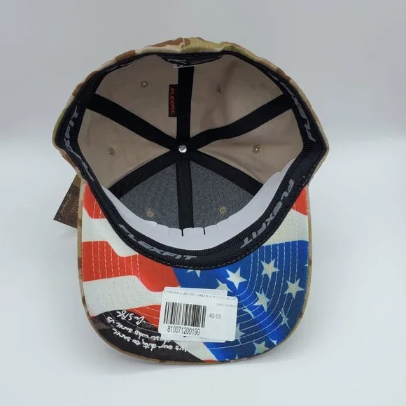 NWT Hooey Chris Kyle Brown Camo Men's Trucker Hat Flexfit American Flag S-M - Picture 9 of 15